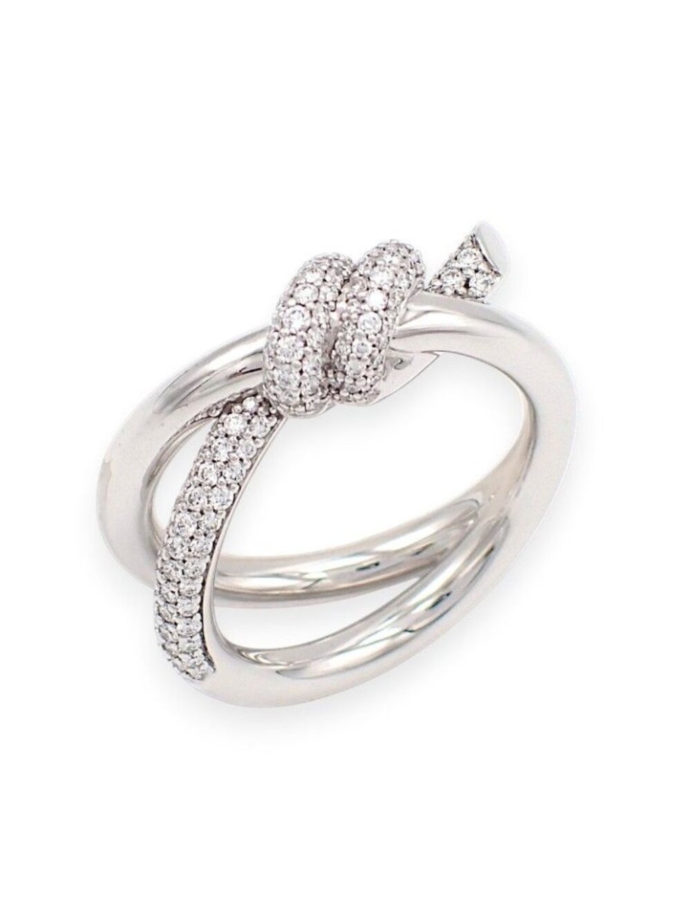 Tiffany & Co Knot Double Row Ring White Gold Diamond